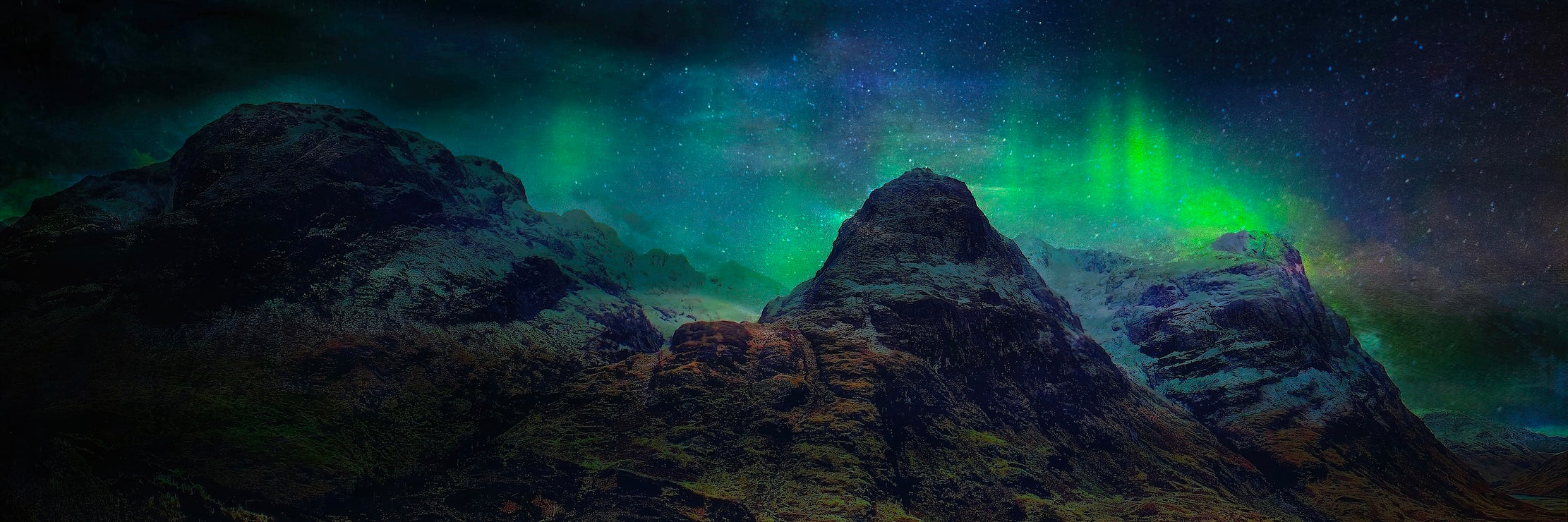 Glencoe Northern Lights | Panoramic Painting & Art Prints
