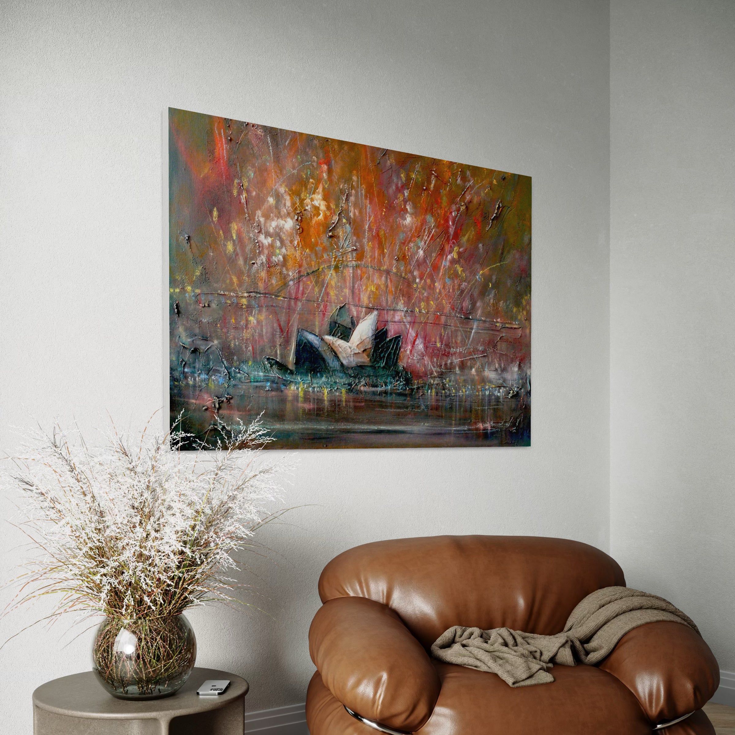 Sydney Harbour Fireworks Statement Interior Wall Art Canvas