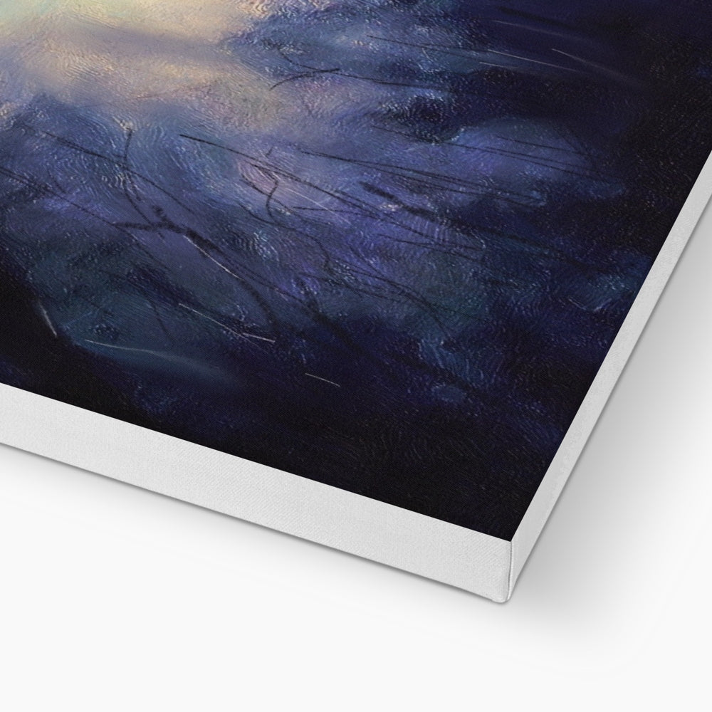 A Moonlit Highland Wood Canvas
