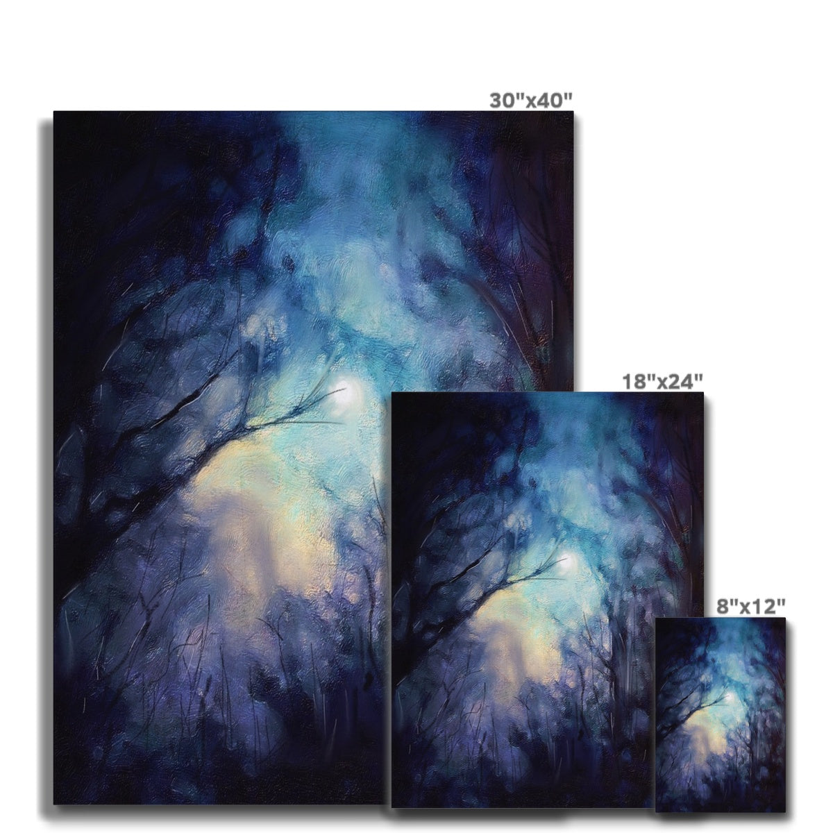 A Moonlit Highland Wood Canvas