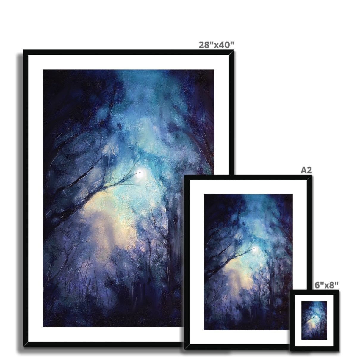 A Moonlit Highland Wood Framed & Mounted Print