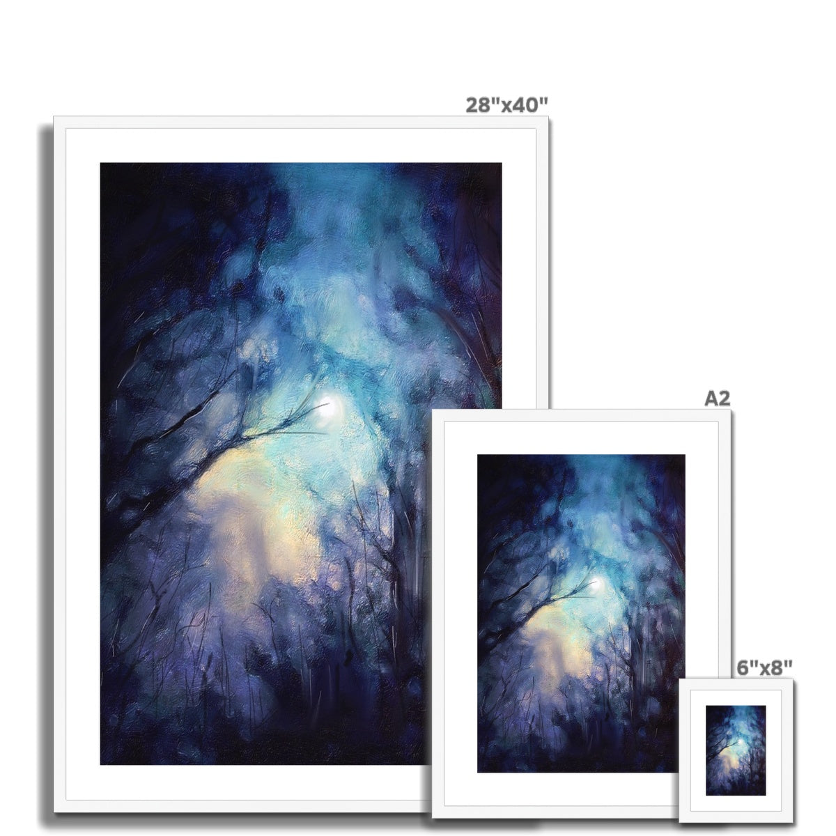 A Moonlit Highland Wood Framed & Mounted Print