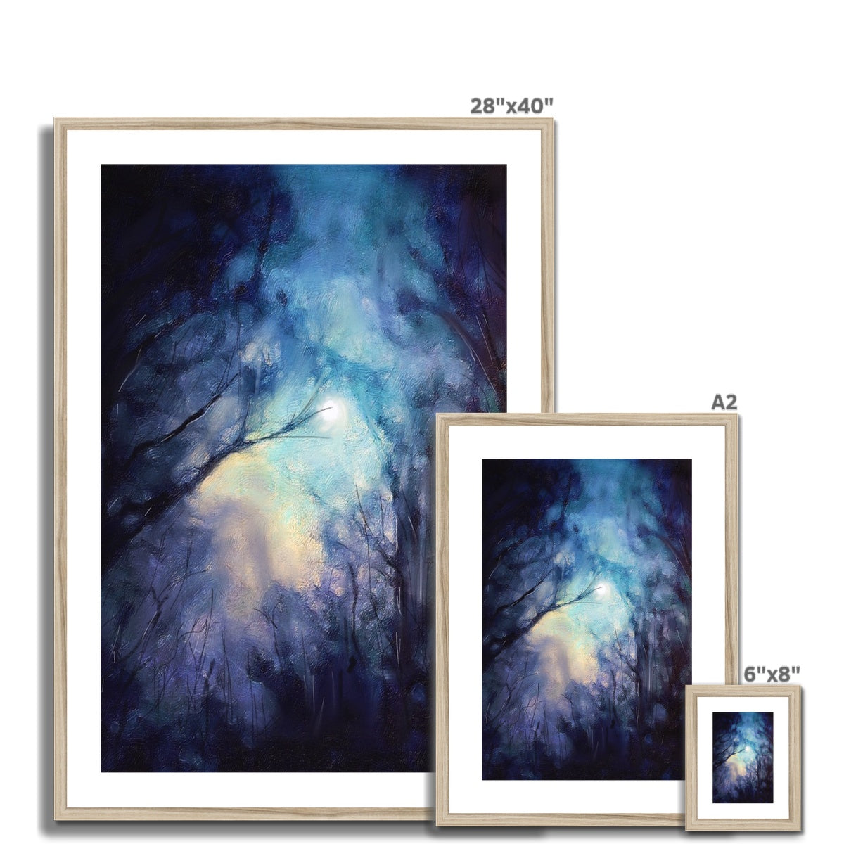 A Moonlit Highland Wood Framed & Mounted Print