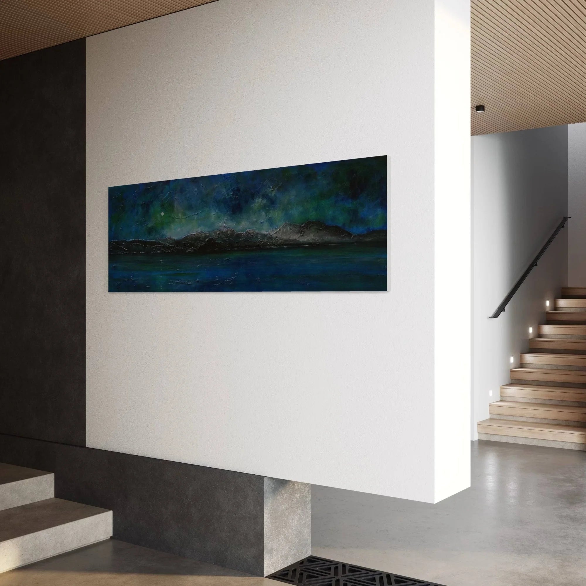 Arran Prussian Twilight | Statement Interior Wall Art from Scotland - Gallery Worldwide Shipping Long Rectangular Painting Paintings