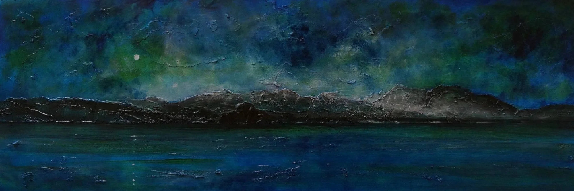 Arran Prussian Twilight | Statement Interior Wall Art from Scotland - Gallery Worldwide Shipping Panoramic Oil Painting Paintings | Prints