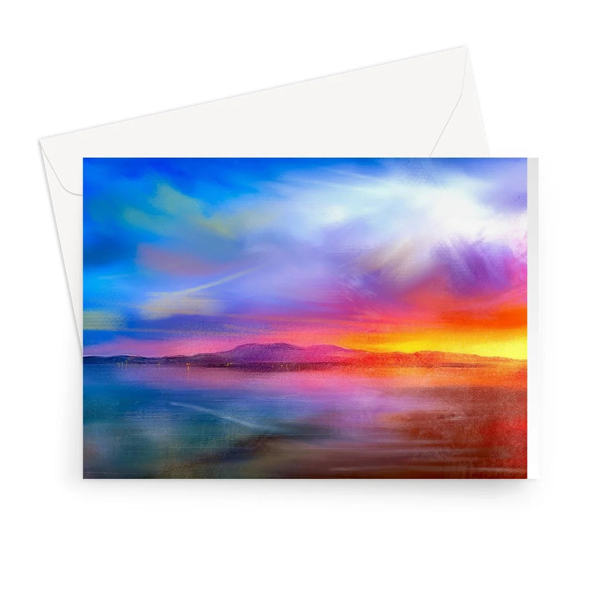 Arran Sunset Greeting Card - Art Gallery Scotland Worldwide Shipping Scottish Landscape by Artist Hunter Featuring Paintings