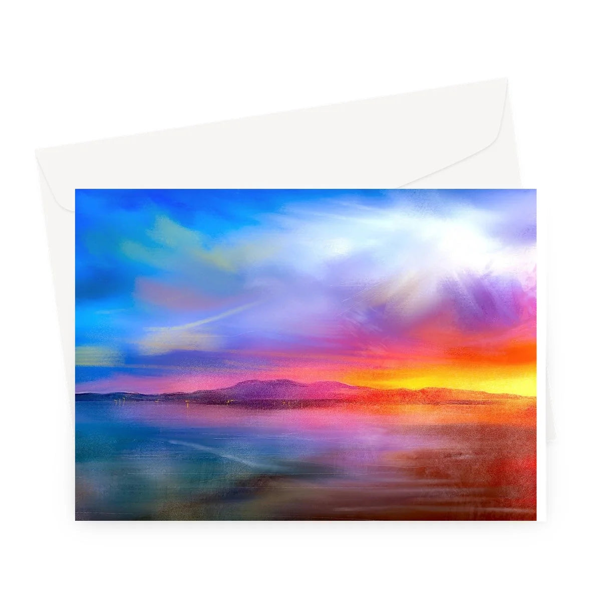 Arran Sunset Greeting Card - Art Gallery Scotland Worldwide Shipping Scottish Landscape by Artist Hunter Featuring Paintings