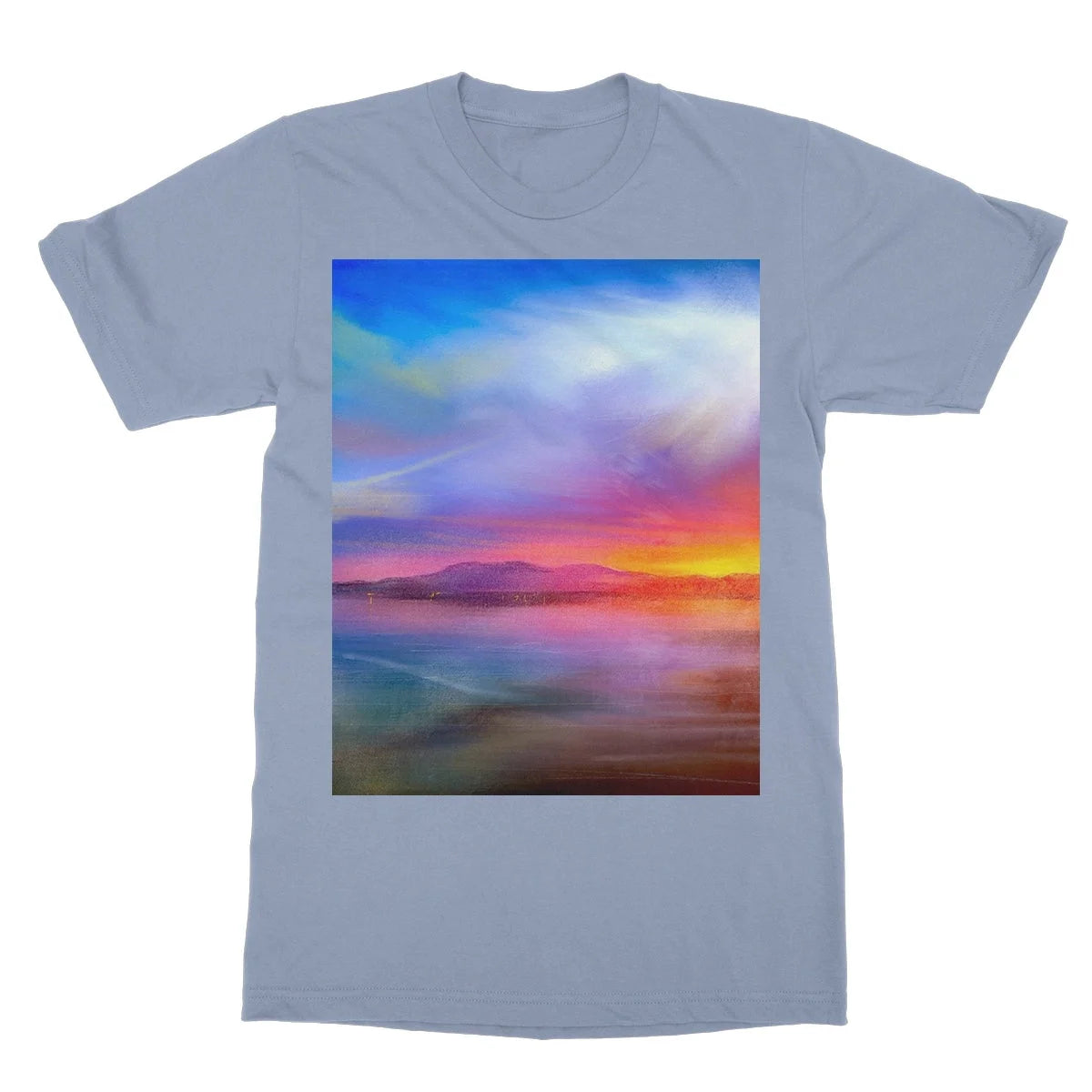Arran Sunset Softstyle T-shirt - Art Gallery Scotland Worldwide Shipping Scottish Landscape by Artist Hunter Featuring Paintings