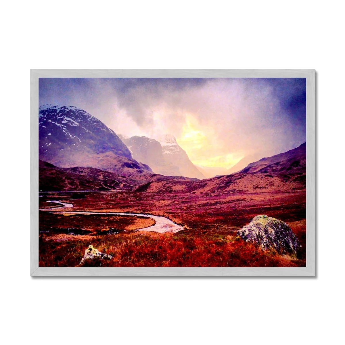 A Brooding Glencoe Antique Framed Print - Art Gallery Scotland Worldwide Shipping Paintings | Prints | Gifts from by Scottish Artist Hunter