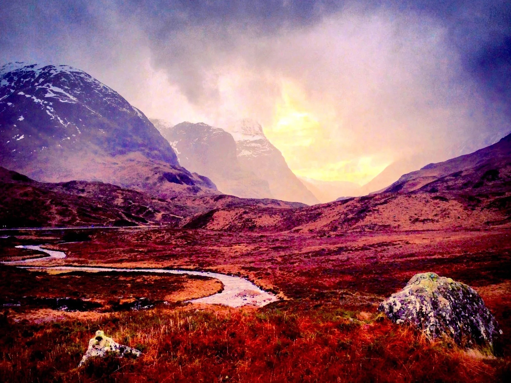 A Brooding Glencoe Wooden Art Block - Gallery Scotland Worldwide Shipping Vibrant Dramatic Landscape Paintings | Prints | Gifts