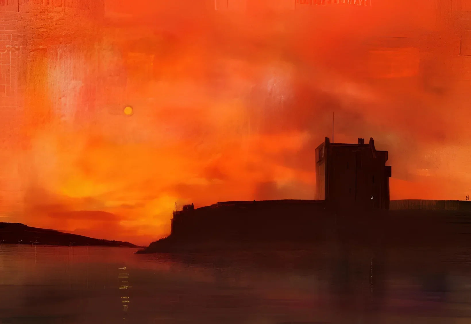 Broughty Castle Sunset Original Painting - Scottish Artist Historic & Iconic Art Gallery Scotland