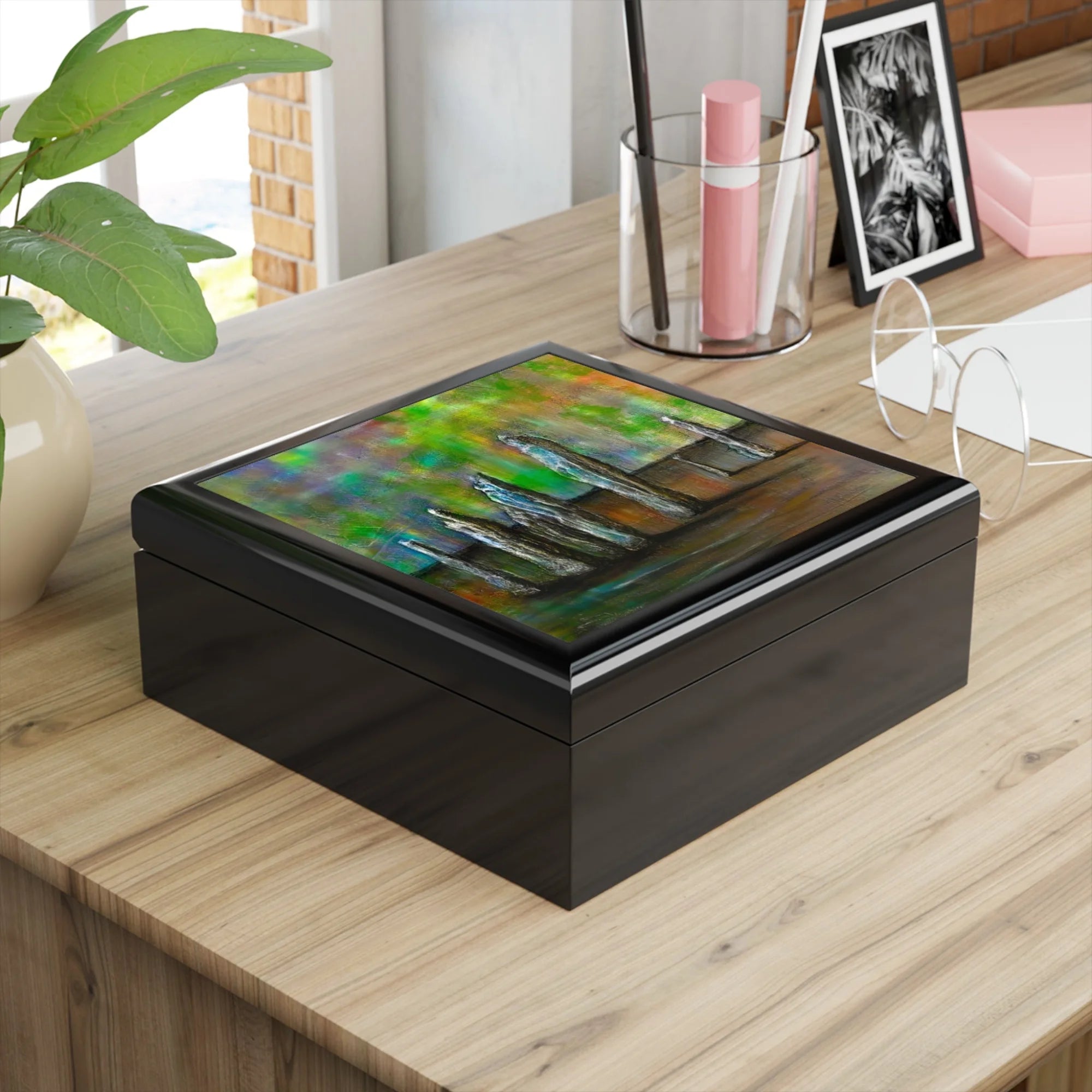 Callanish Northern Lights | Art Jewellery Box | Scotland - Hebridean Islands Gallery Worldwide Shipping Black Wooden Jewelry Hunter