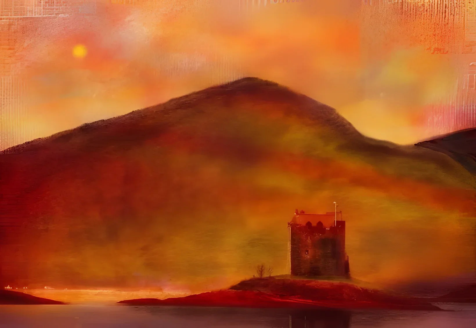 Castle Stalker Sunset Original Painting - Scottish Artist Historic & Iconic Art Gallery Scotland