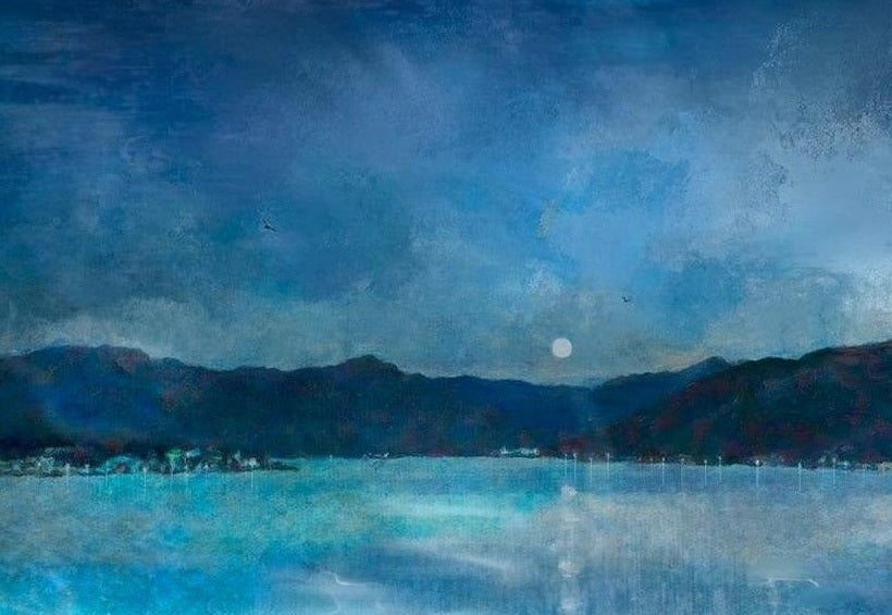 Clyde Winter Morning Moon Scottish Landscape Painting