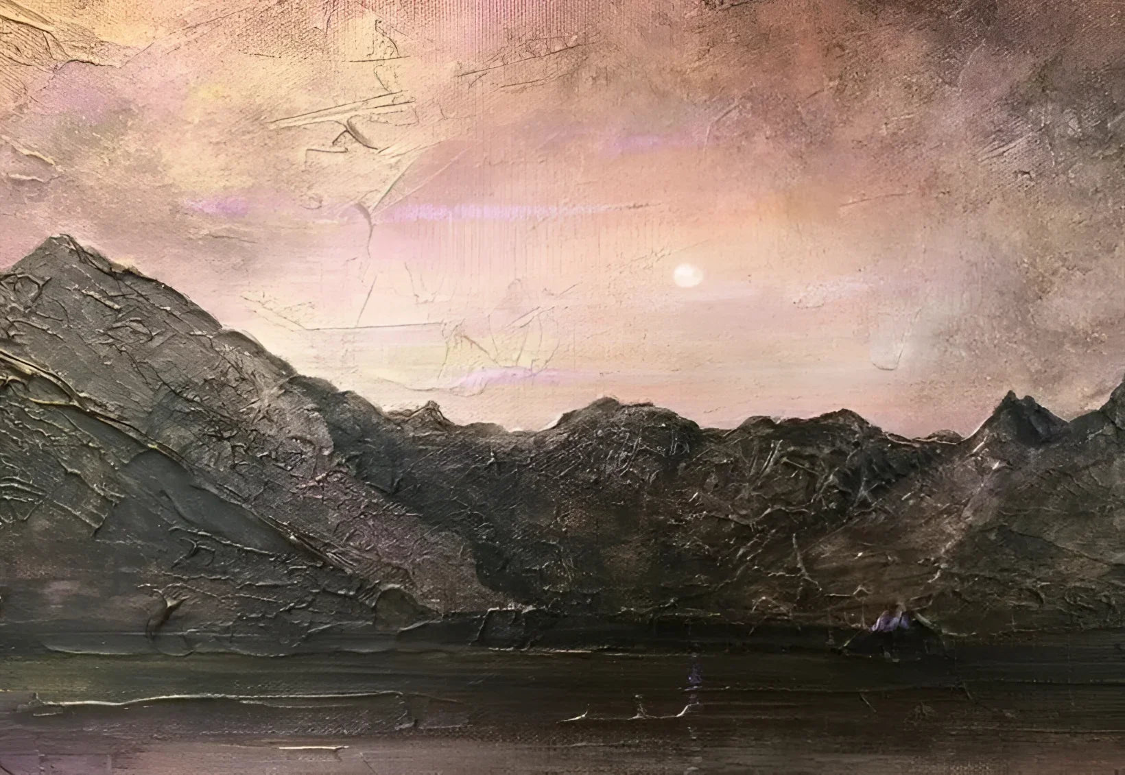 Dubh Ridge Moonlight Original Painting - Scottish Artist Skye Art Gallery Scotland