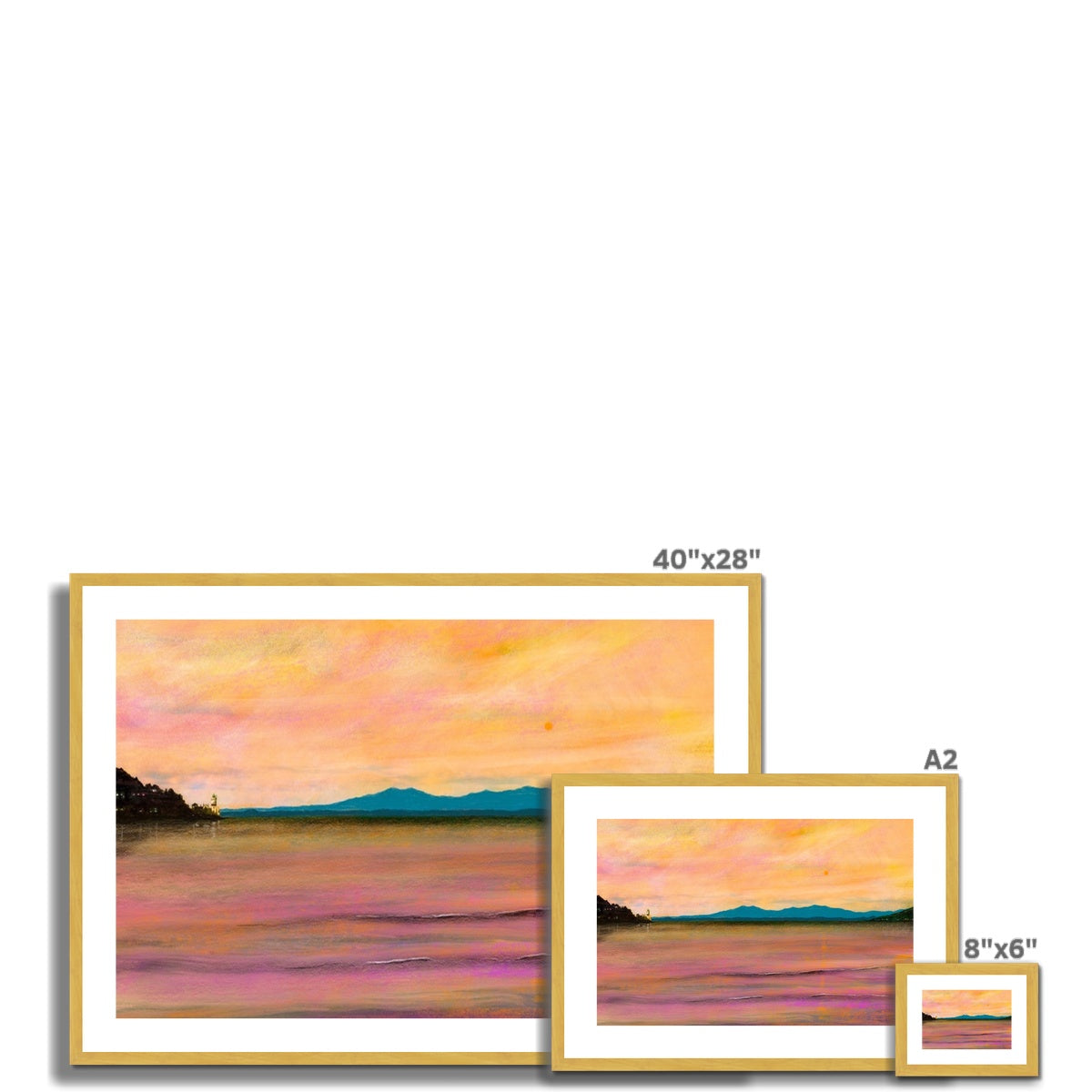 Dusk Over Arran & The Cloch Antique Framed & Mounted Print