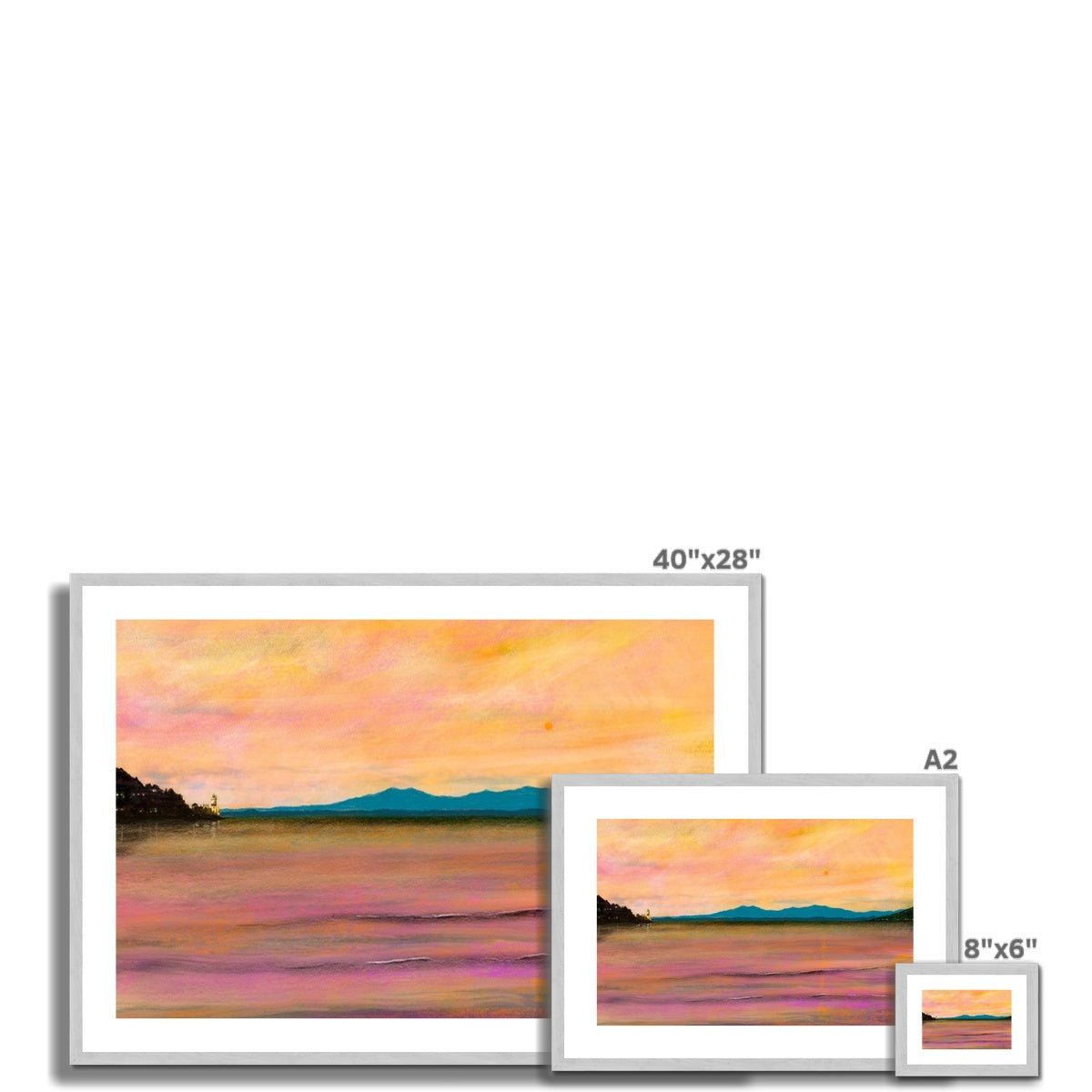 Dusk Over Arran & The Cloch Antique Framed & Mounted Print