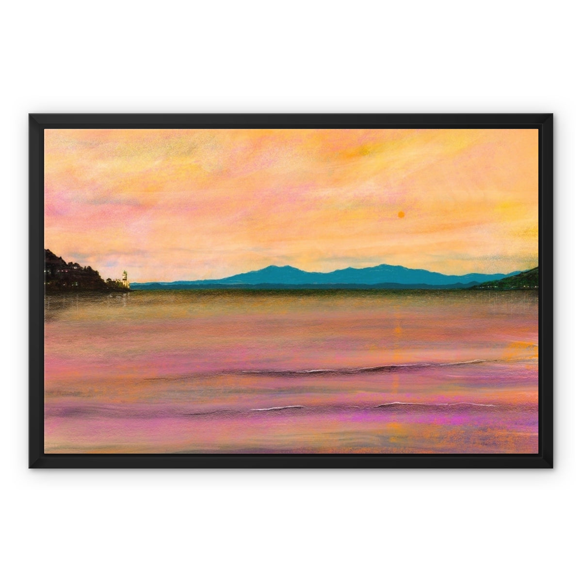 Dusk Over Arran & The Cloch Framed Canvas