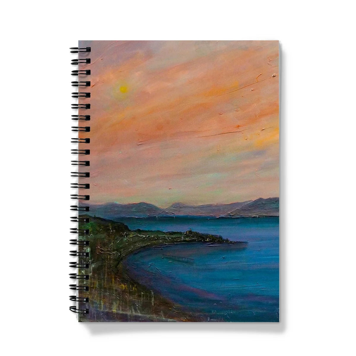 Dusk Over Gourock Notebook - River Clyde Art Gallery Scotland Worldwide Shipping Spiral-bound Notebook Impressionistic Scottish Prints