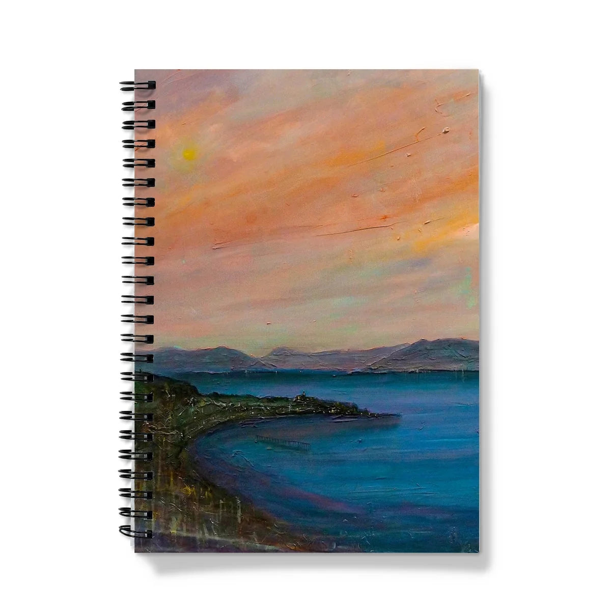 Dusk Over Gourock Notebook - River Clyde Art Gallery Scotland Worldwide Shipping Spiral-bound Notebook Impressionistic Scottish Prints