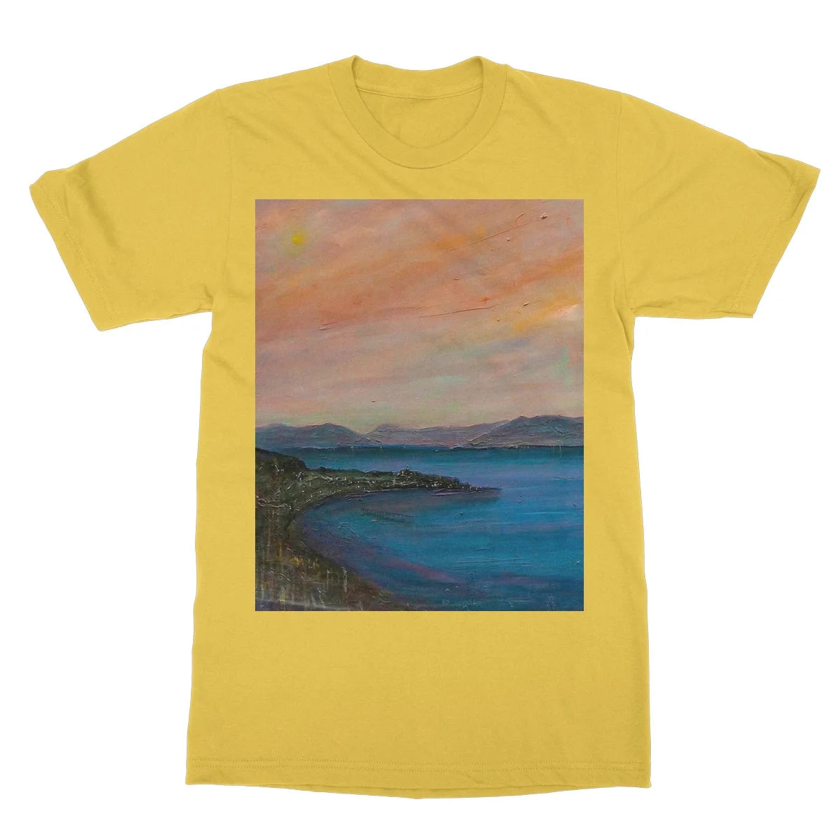Dusk Over Gourock Softstyle T-shirt - River Clyde Art Gallery Scotland Worldwide Shipping Scottish Artist Fine Prints and Paintings