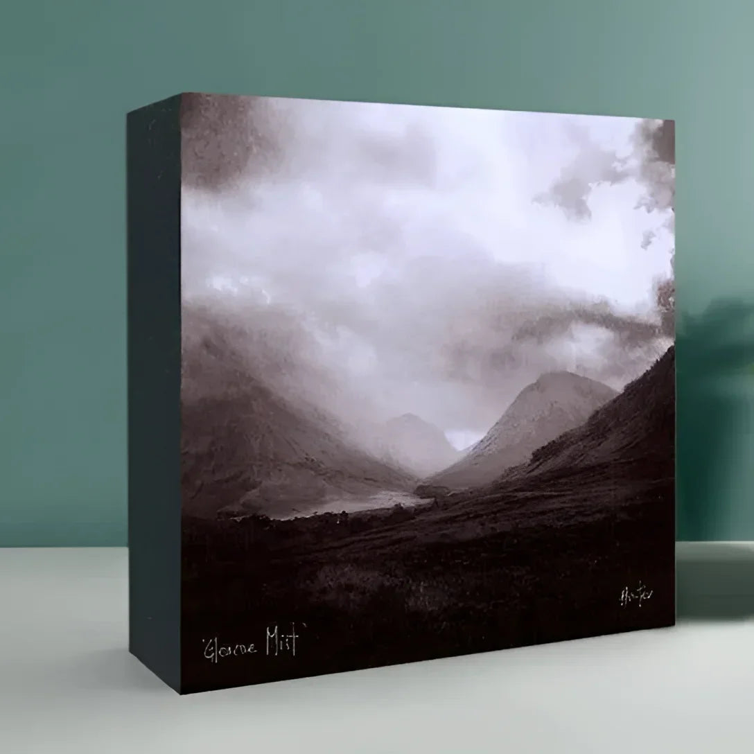 Dusk Over Gourock Wooden Art Block - River Clyde Gallery Scotland Worldwide Shipping Square Canvas Print Scottish Landscape Prints