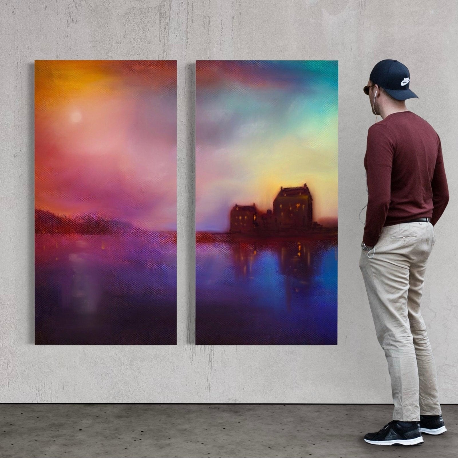 Eilean Donan Castle Sunset Diptych Canvas Print