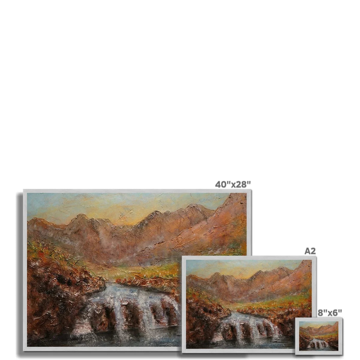 Fairy Pools Skye Dawn Antique Framed Print - Art Gallery Scotland Worldwide Shipping Scottish Landscape Paintings and Prints by Artist