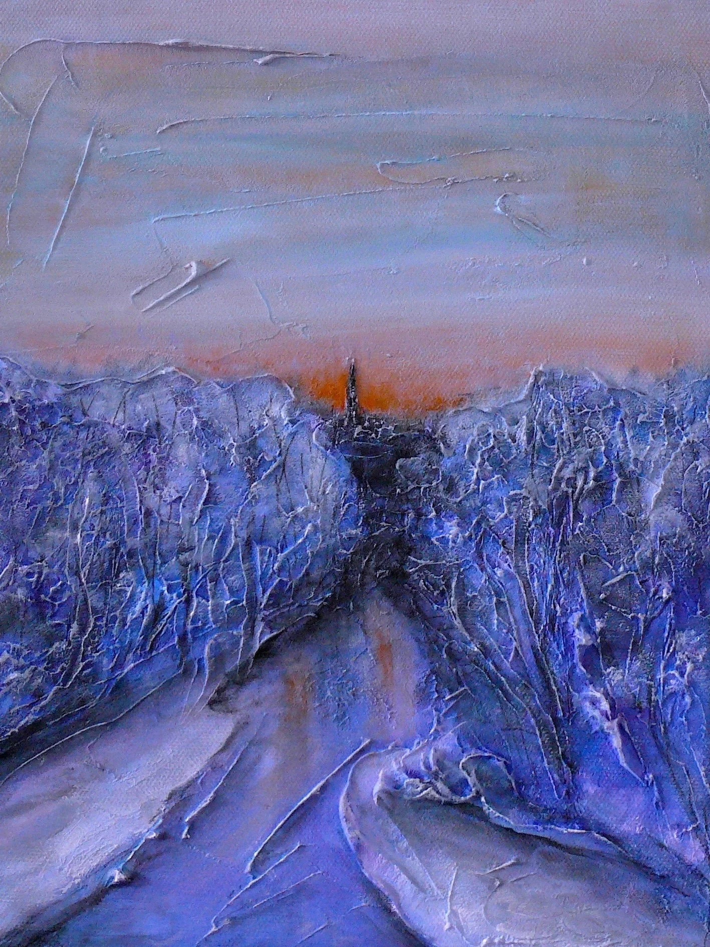 A Frozen River Kelvin - Edinburgh & Glasgow Art Gallery Scotland Worldwide Shipping Textured Blue White Kevin Hunter Portfolio Giclee Prints