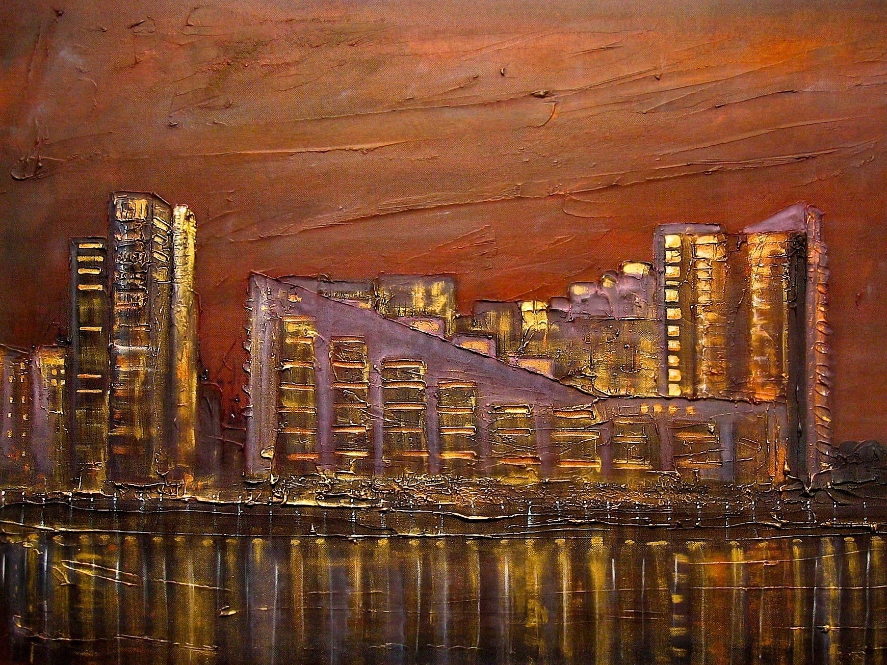 Glasgow Harbour Flats Scottish Landscape Painting