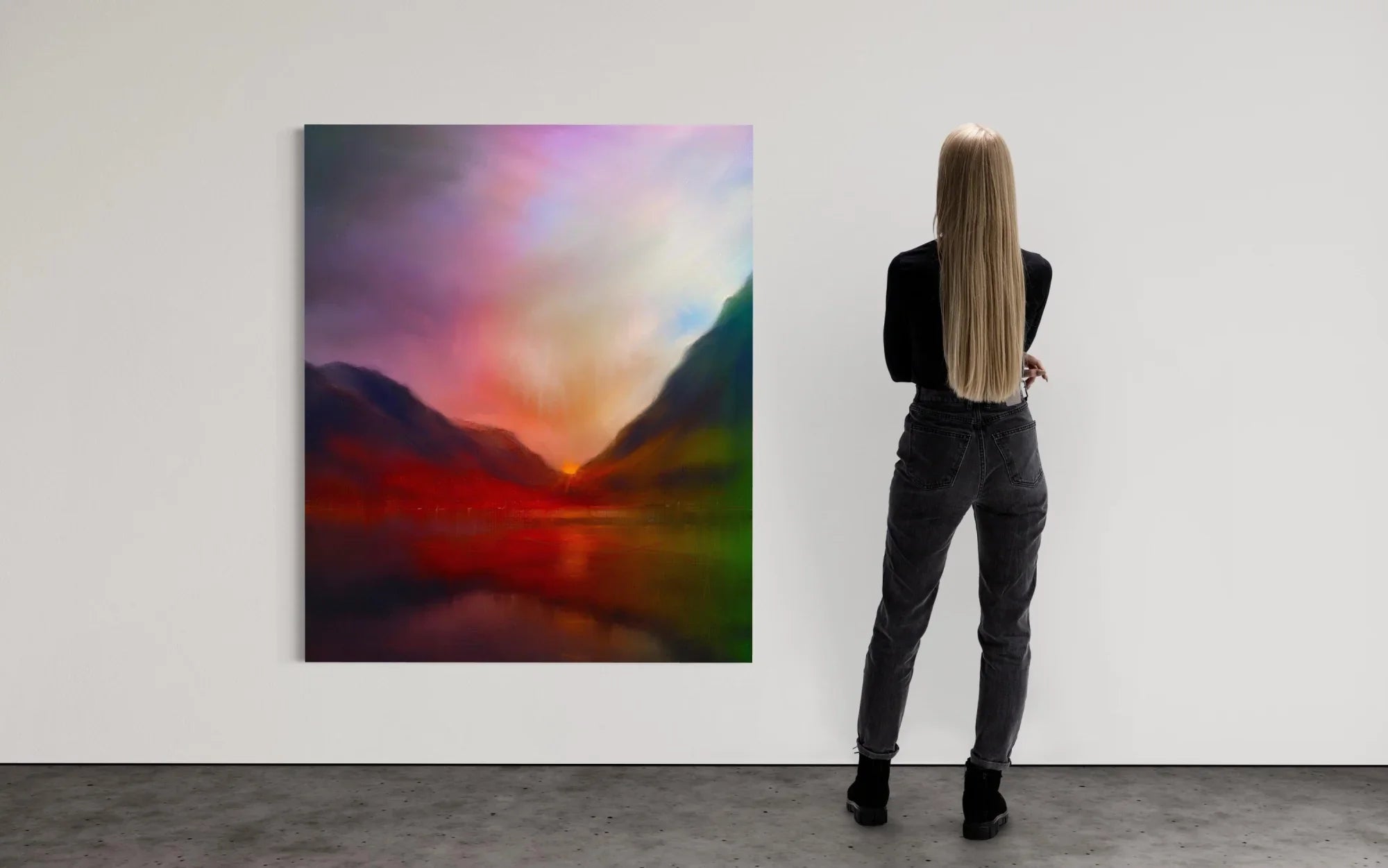 Glencoe Sunset | Statement Interior Wall Art from Scotland - Gallery Worldwide Shipping Vibrant Abstract Landscape Paintings | Prints