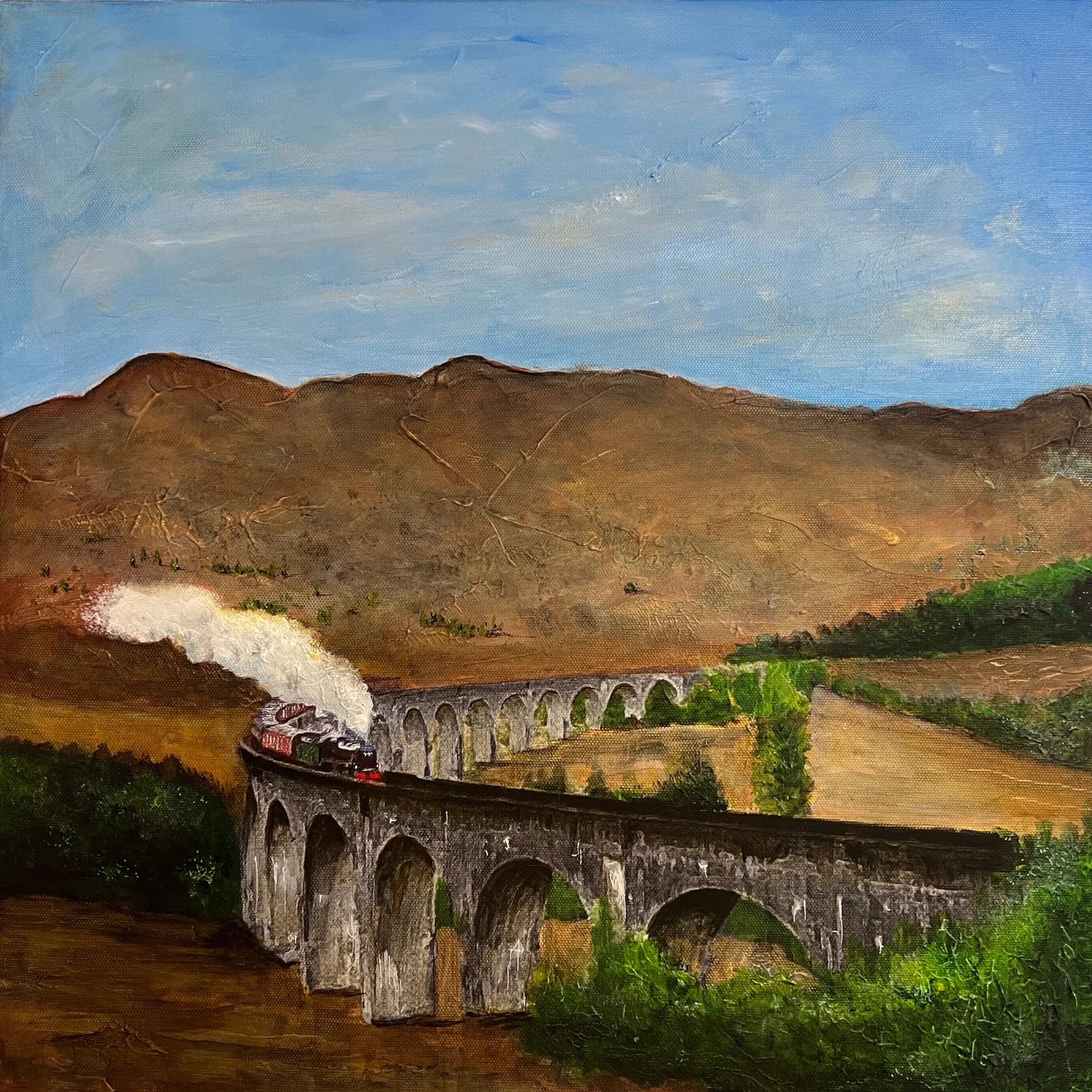 Glenfinnan Viaduct Original Painting - Scottish Artist Highlands & Lowlands Art Gallery Scotland