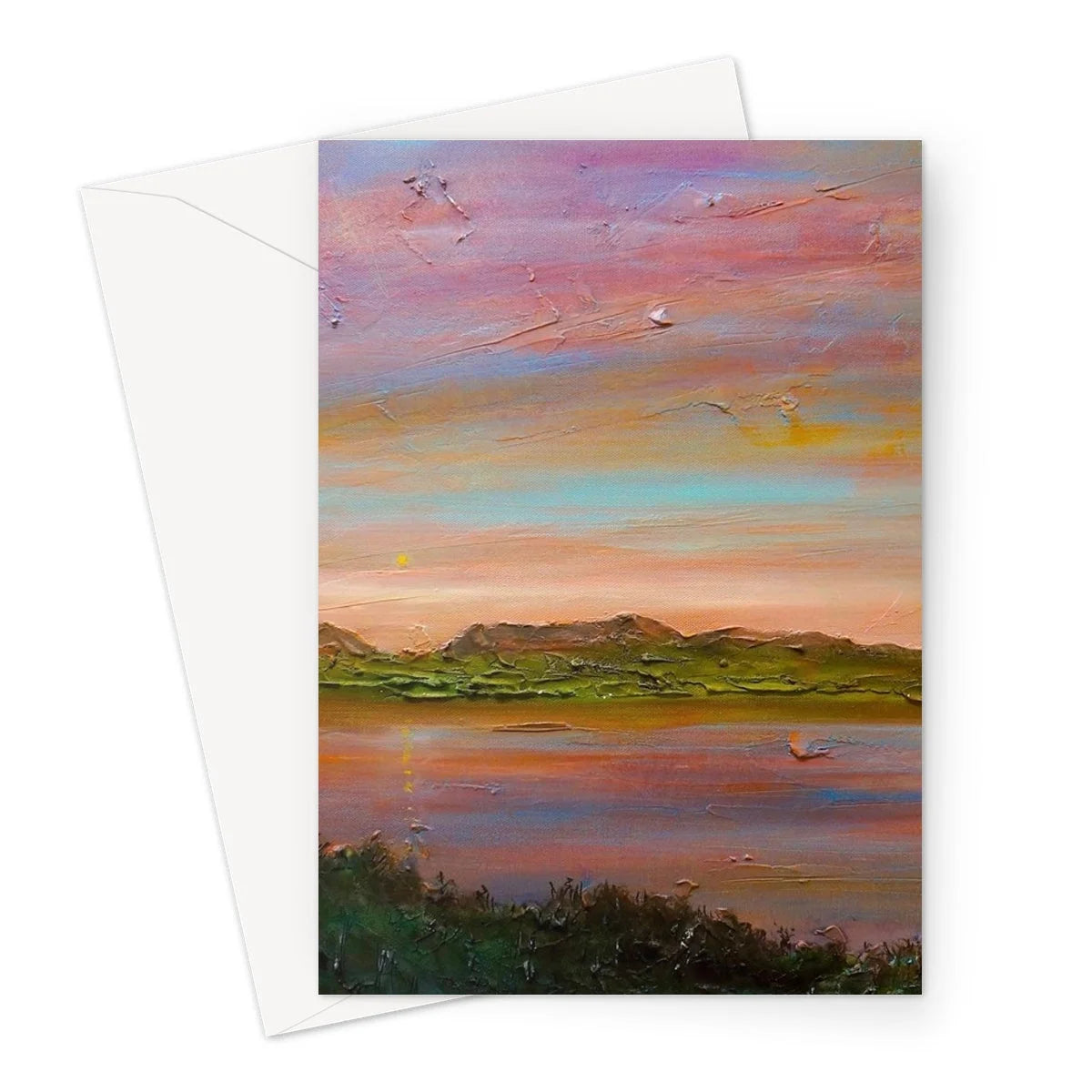 Gourock Golf Club Sunset Greeting Card - River Clyde Art Gallery Scotland Worldwide Shipping Scottish Prints