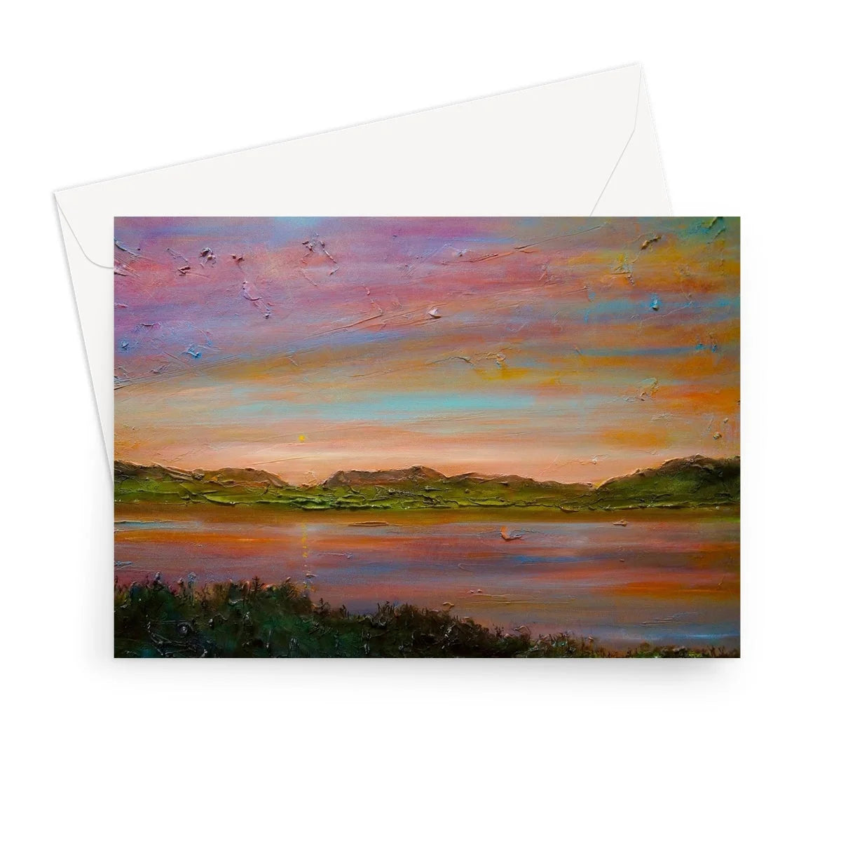 Gourock Golf Club Sunset Greeting Card - River Clyde Art Gallery Scotland Worldwide Shipping Scottish Prints
