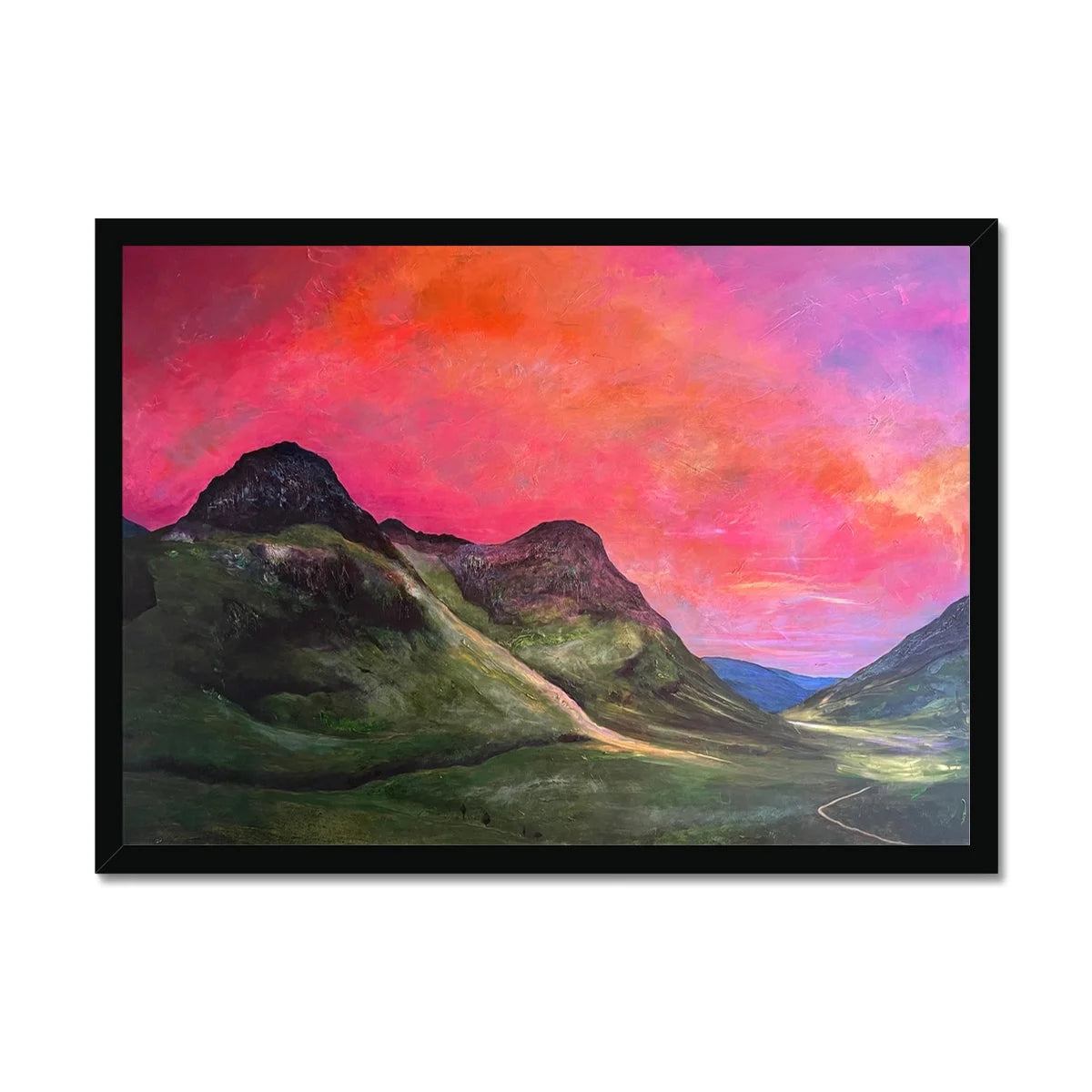 Into the Glencoe Dusk Framed Print - Art Gallery Scotland Worldwide Shipping Paintings | Prints | Gifts from by Scottish Artist Hunter