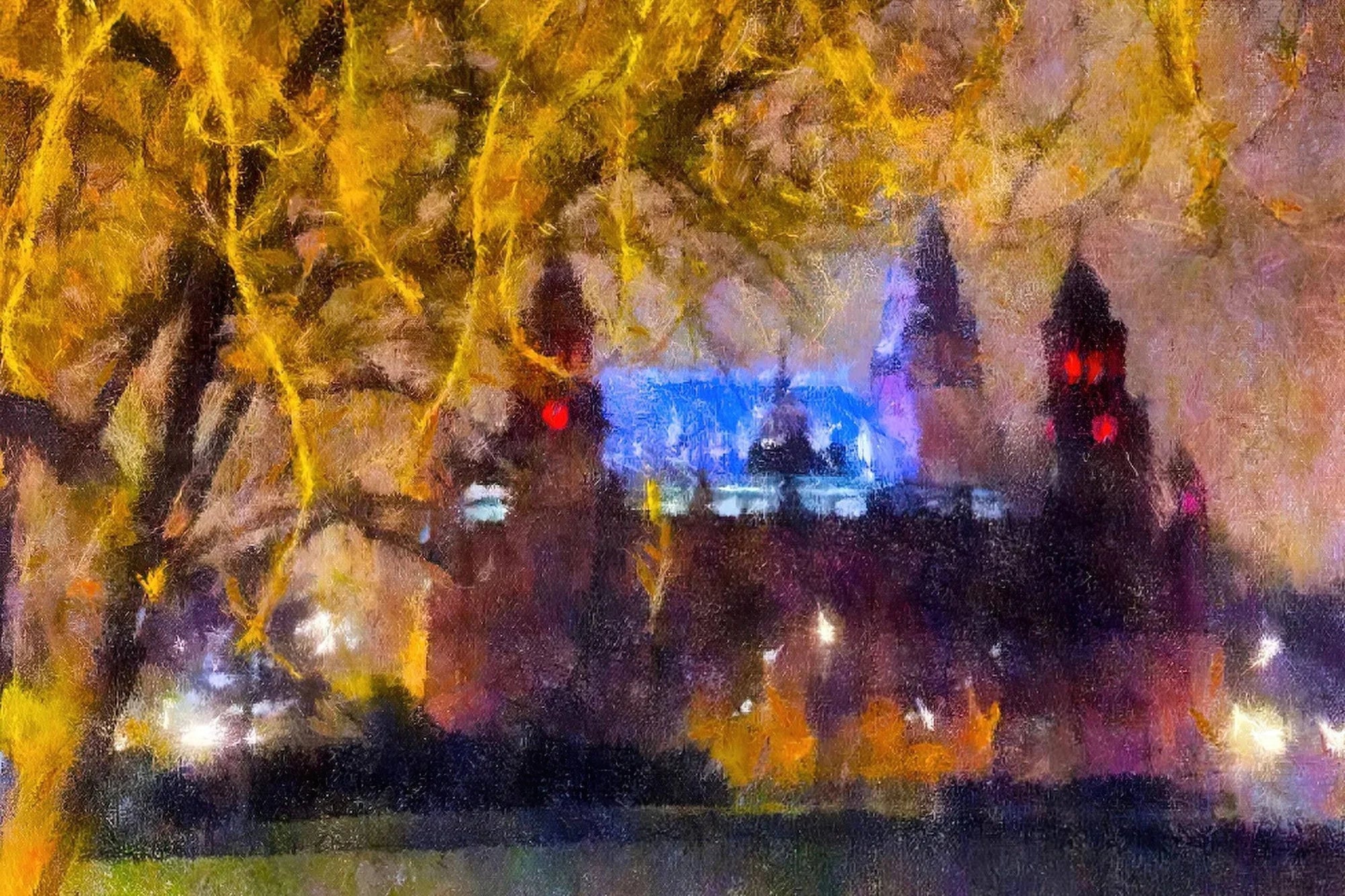 Kelvingrove Nights | Statement Interior Wall Art from Scotland - Edinburgh & Glasgow Gallery Worldwide Shipping Vibrant Impressionistic