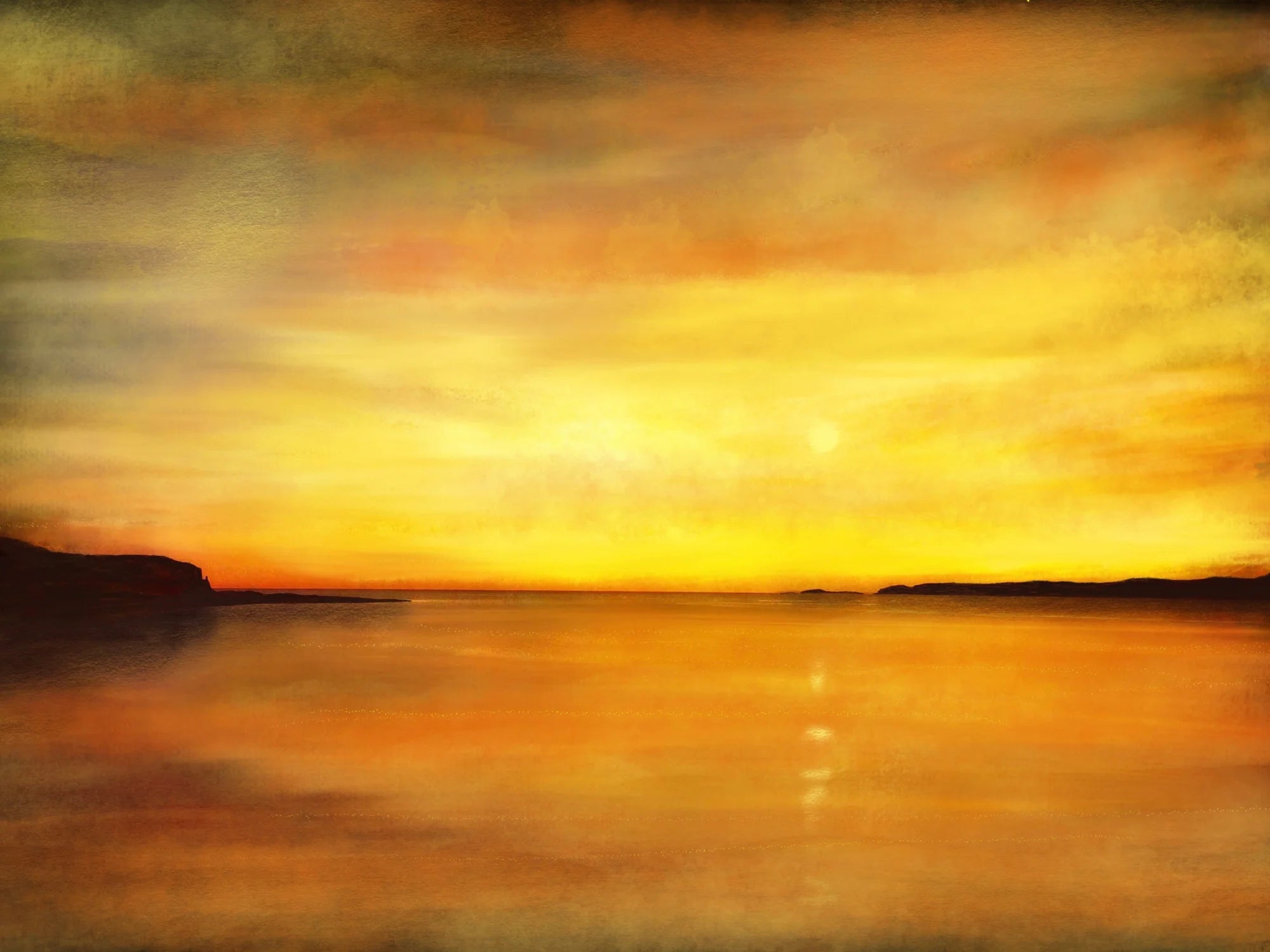 Kings Cave Sunset Arran Original Painting - Scottish Artist Art Gallery Scotland