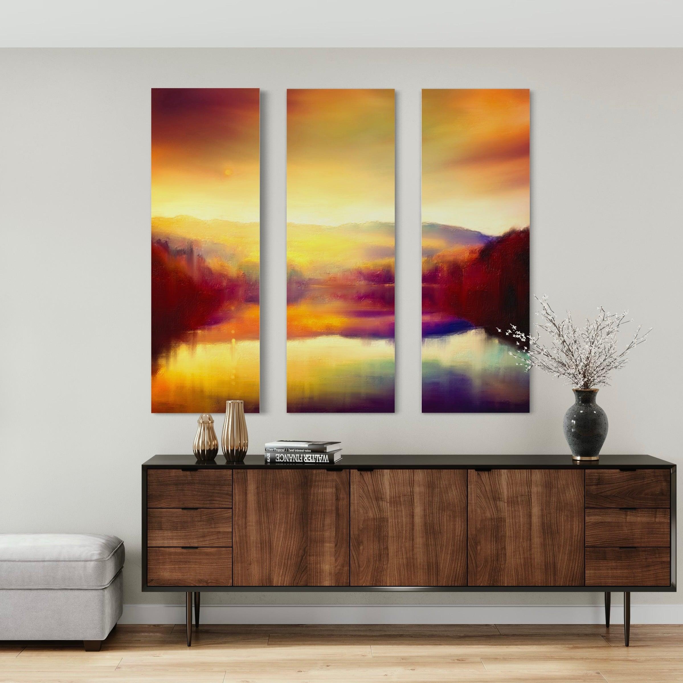 Loch Faskally Dusk Triptych Canvas Print
