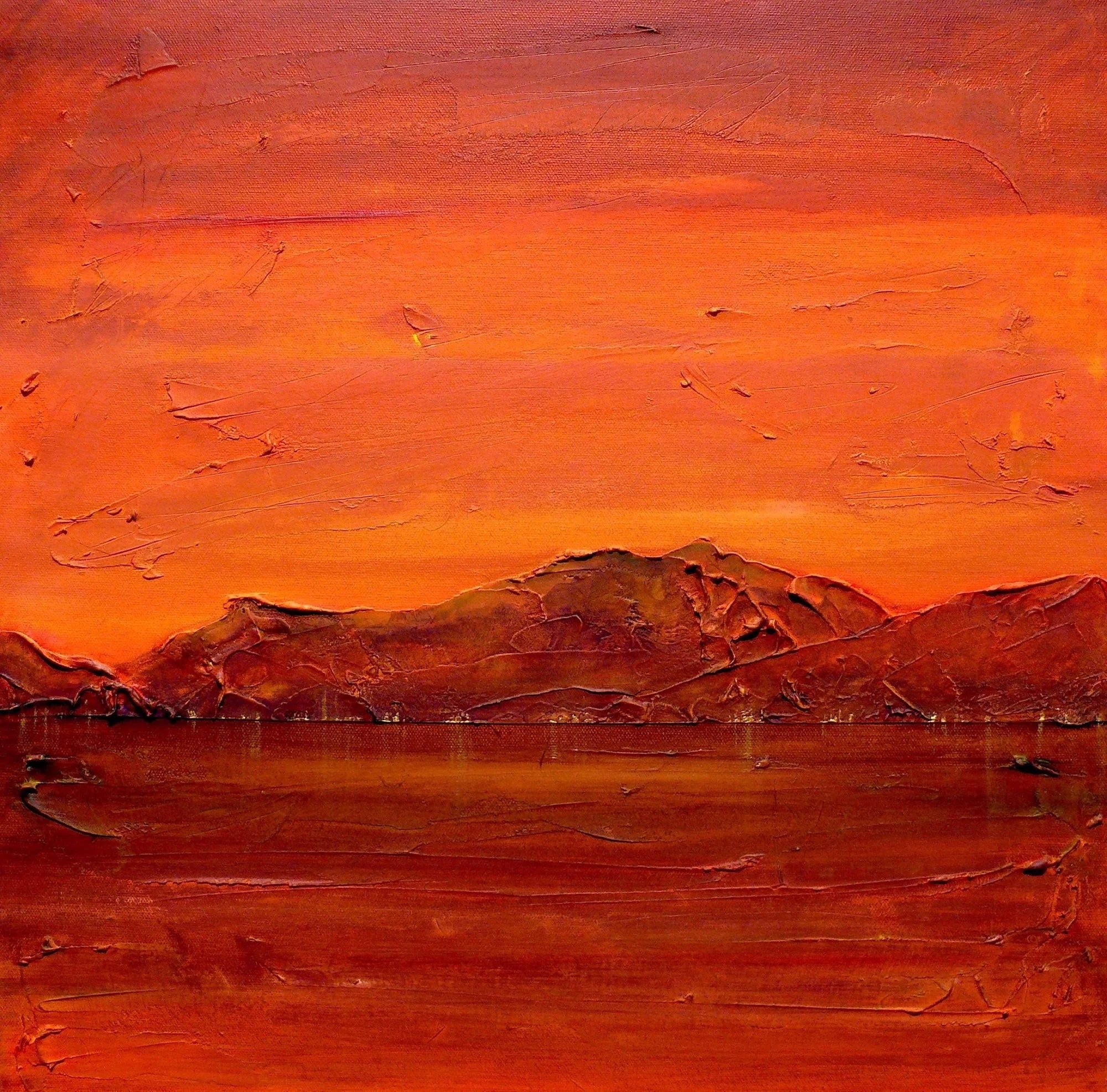 Loch Fyne Dusk Original Painting - Scottish Artist Lochs & Mountains Art Gallery Scotland