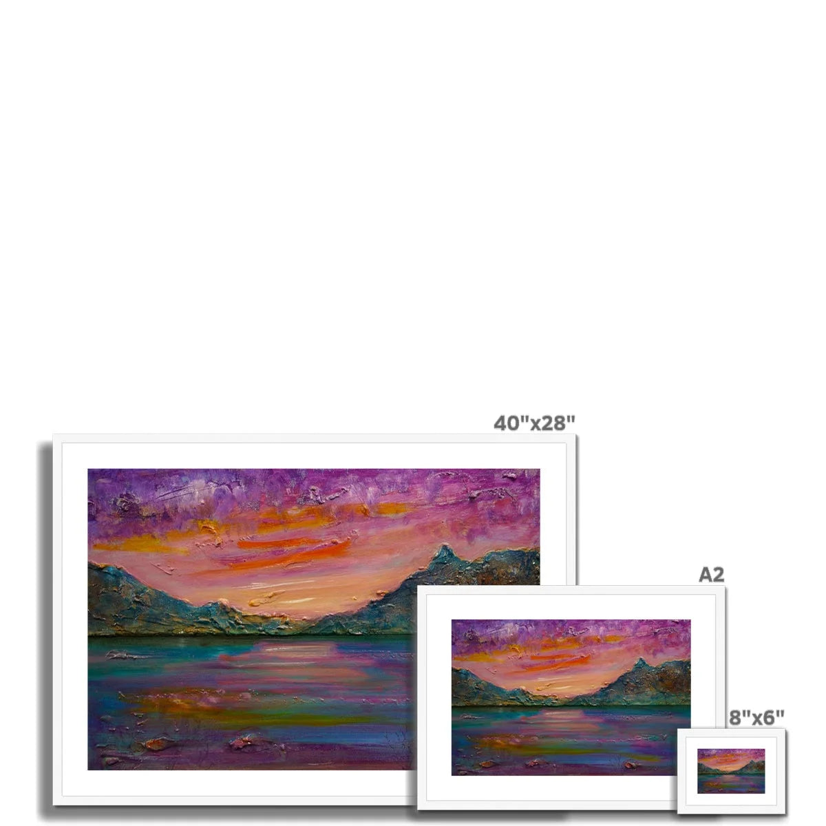 Loch Leven Sunset Framed & Mounted Print - Glencoe Art Gallery Scotland Worldwide Shipping Paintings | Prints | Gifts from by Scottish
