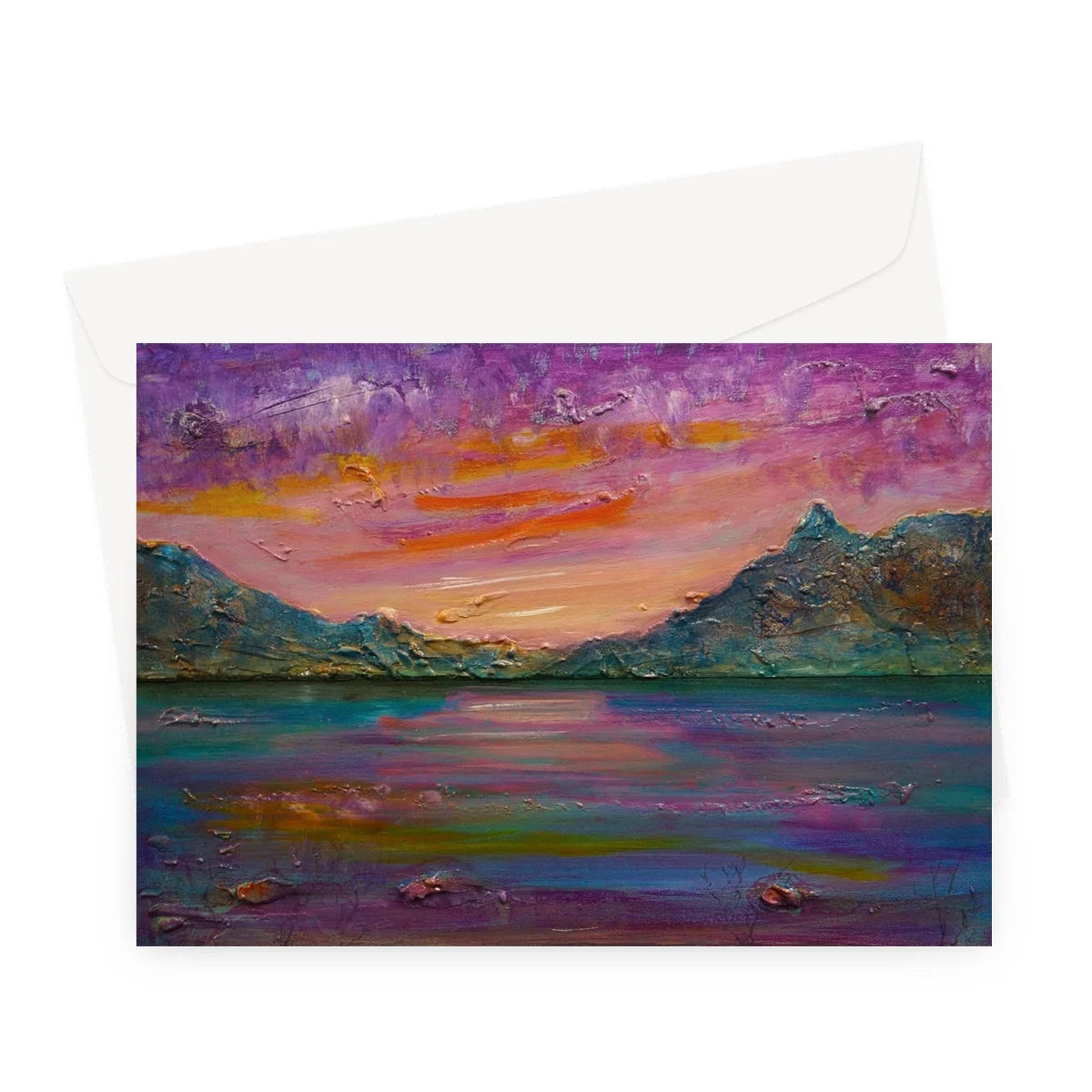 Loch Leven Sunset Greeting Card - Glencoe Art Gallery Scotland Worldwide Shipping Paintings | Prints | Gifts