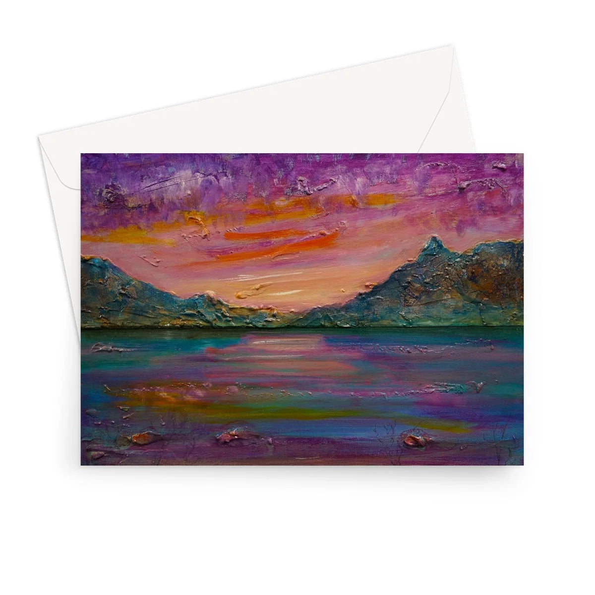 Loch Leven Sunset Greeting Card - Glencoe Art Gallery Scotland Worldwide Shipping Paintings | Prints | Gifts