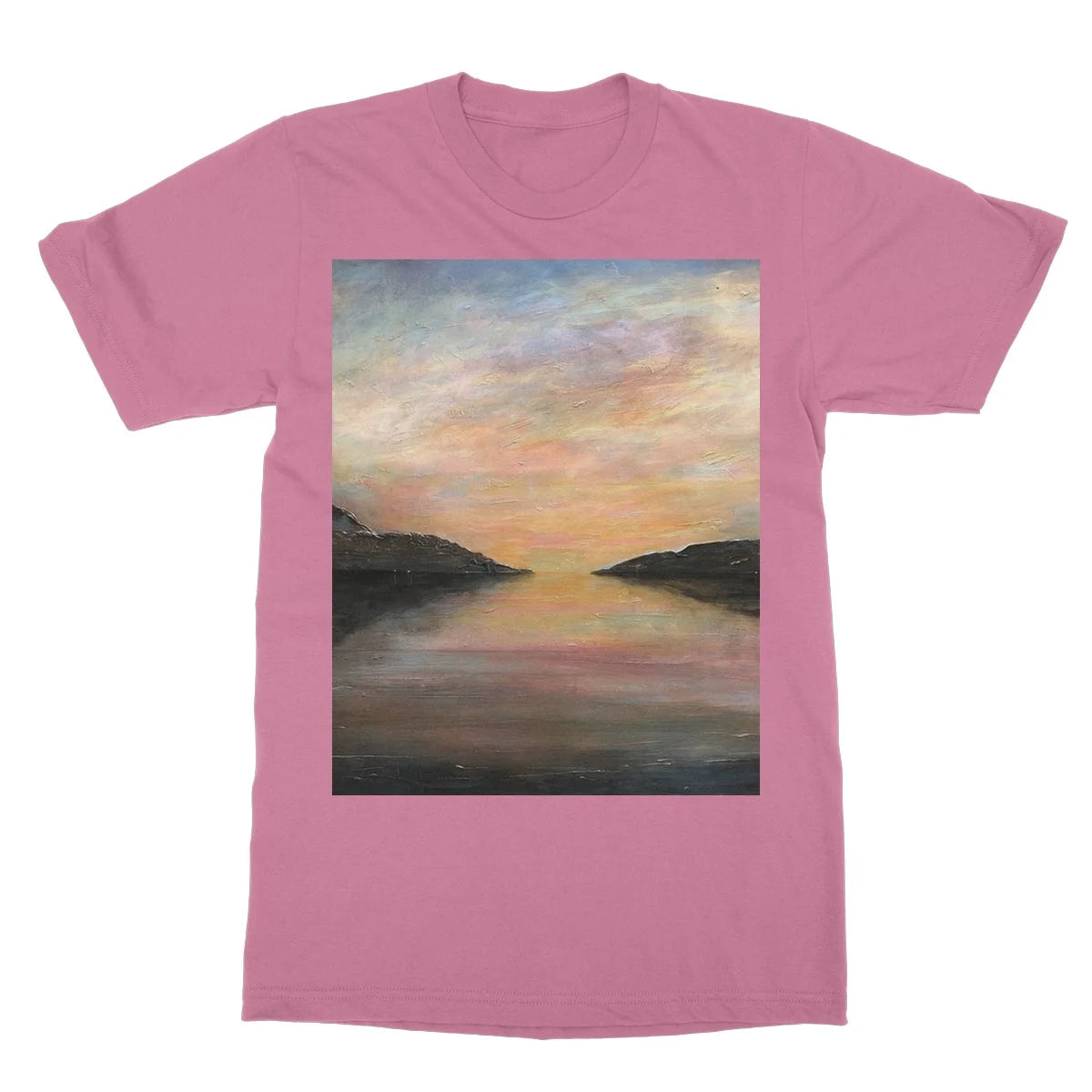 Loch Ness Glow Softstyle T-shirt - Lochs & Mountains Art Gallery Scotland Worldwide Shipping Scottish and Paintings Prints by Artist Hunter