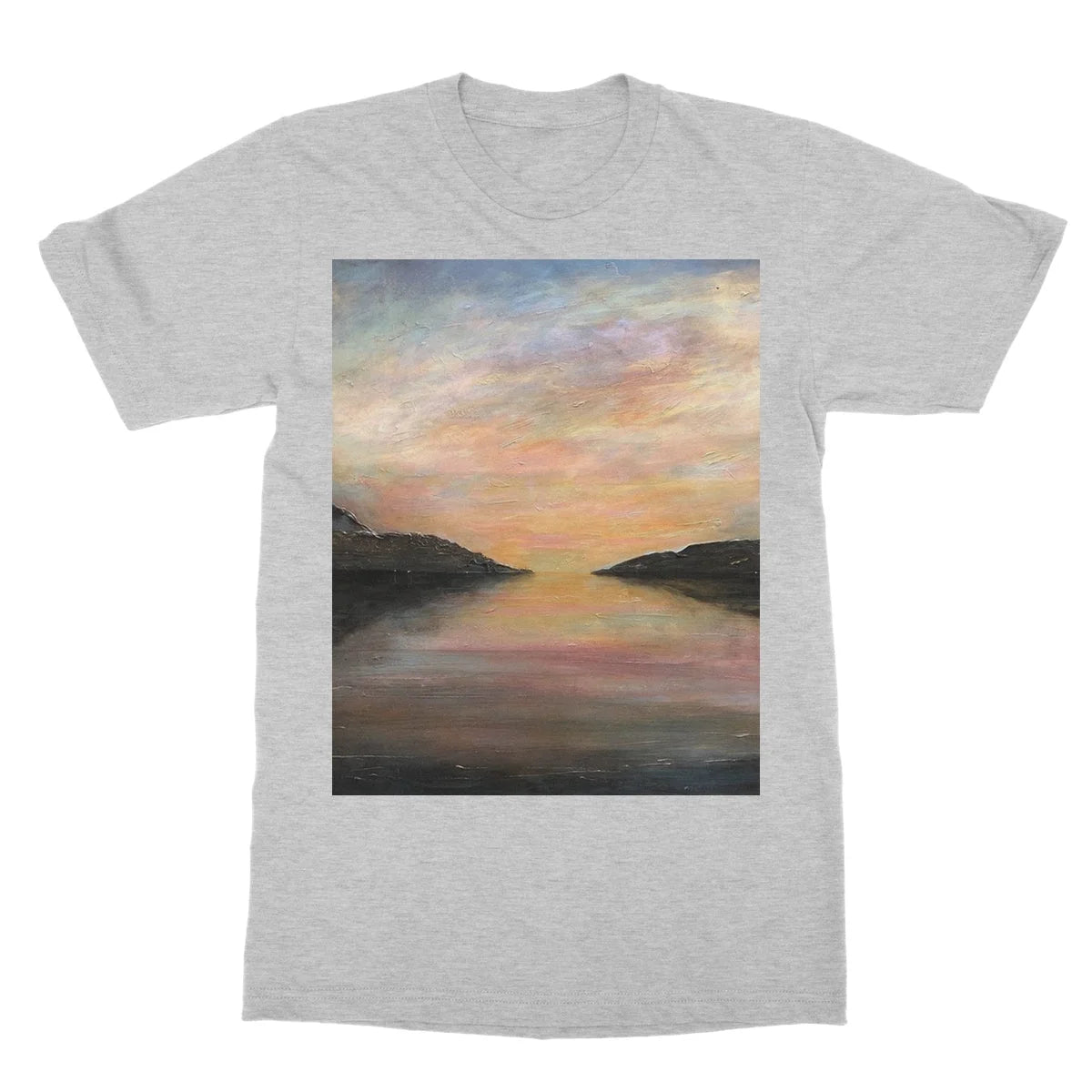 Loch Ness Glow Softstyle T-shirt - Lochs & Mountains Art Gallery Scotland Worldwide Shipping Scottish and Paintings Prints by Artist Hunter