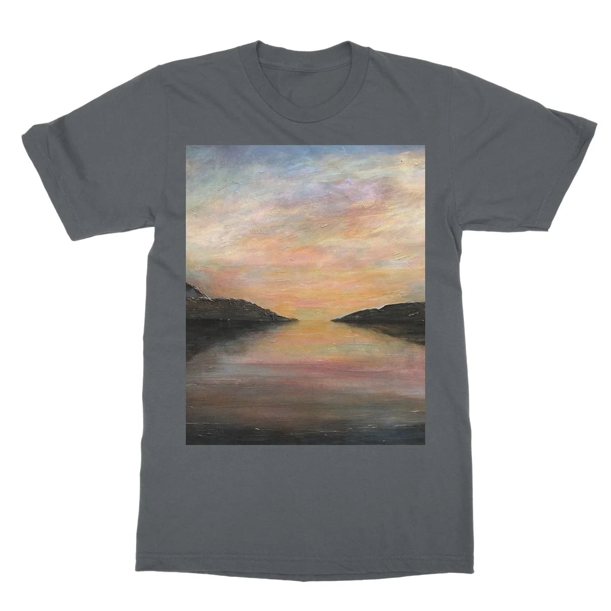 Loch Ness Glow Softstyle T-shirt - Lochs & Mountains Art Gallery Scotland Worldwide Shipping Scottish and Paintings Prints by Artist Hunter