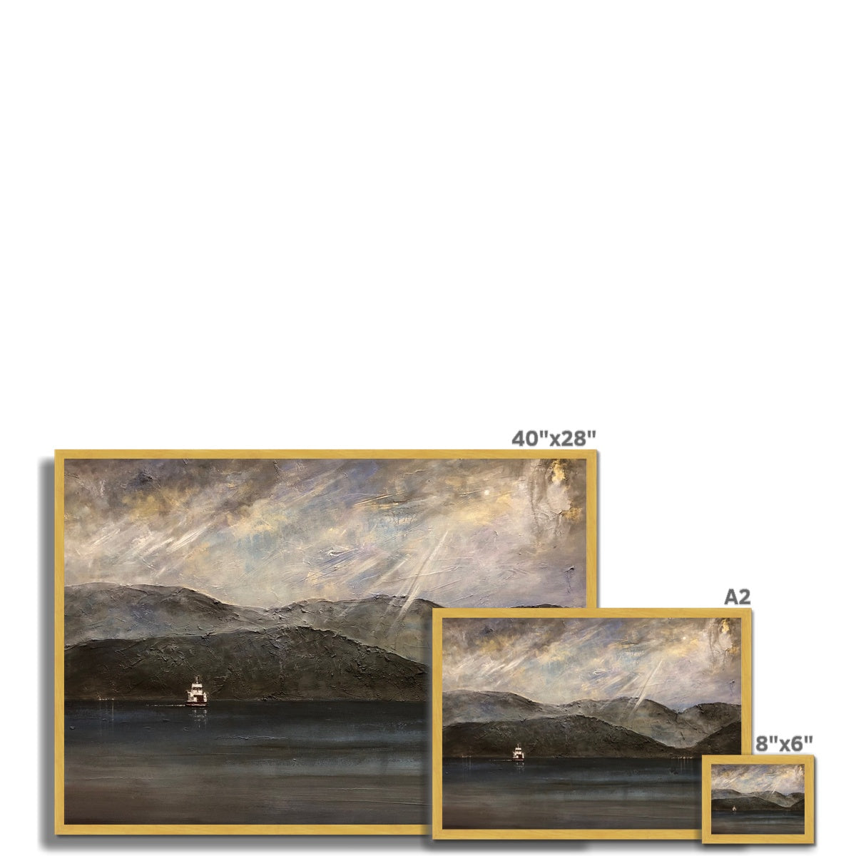 Lochranza Moonlit Ferry Antique Framed Print