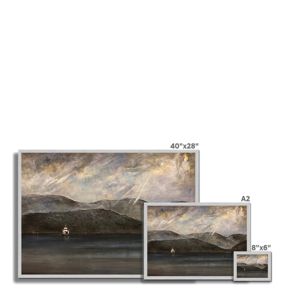 Lochranza Moonlit Ferry Antique Framed Print