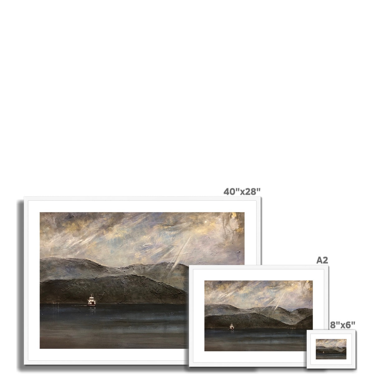 Lochranza Moonlit Ferry Framed & Mounted Print
