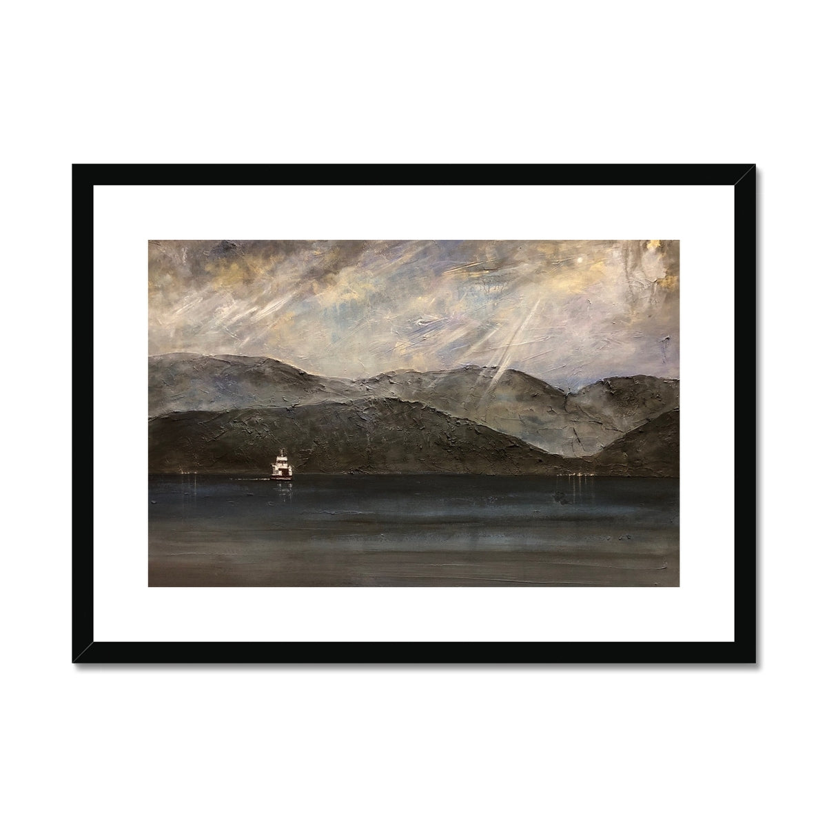 Lochranza Moonlit Ferry Framed & Mounted Print
