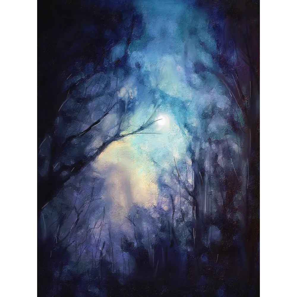 A Moonlit Highland Wood - Scottish Art Prints - Highlands & Lowlands Gallery Scotland